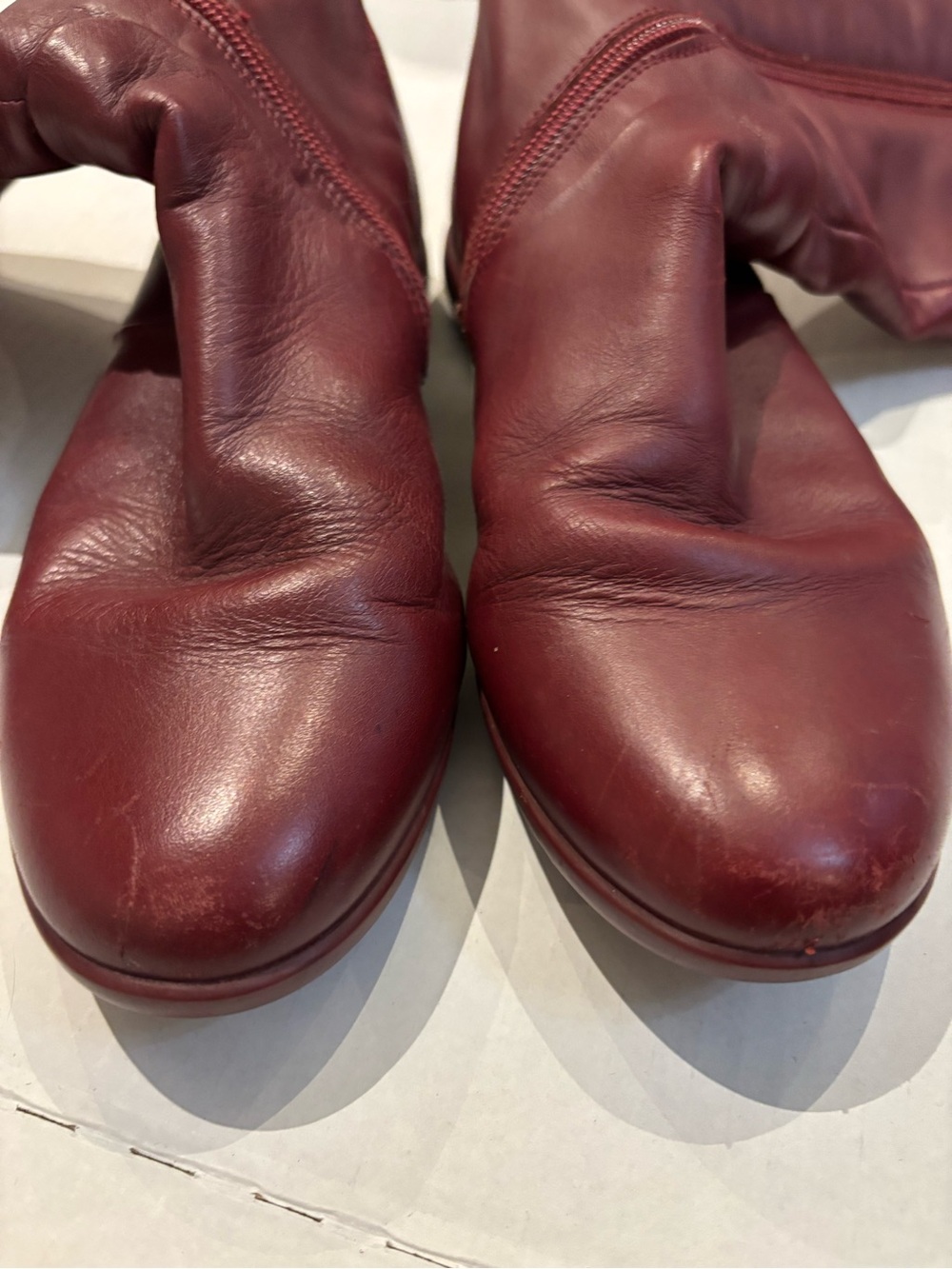 Camper Vintage Burgundy Leather Knee High Tall Comfort Boots EU 37 Spiral Helix